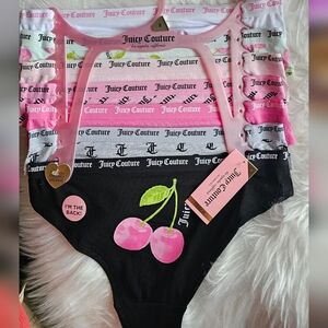 Juicy Couture Logo Waistband Briefs Set - Pink, Black, White